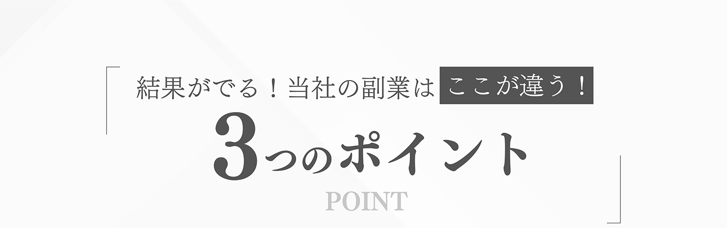 結果がでる!当社の副業はここが違う!3つのポイント POINT